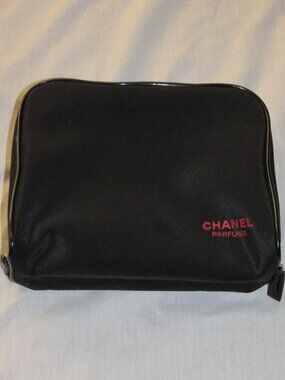 CHANEL Parfums Toiletry Cosmetic Travel Make Up Zip Around Bag Case 9" x 7"